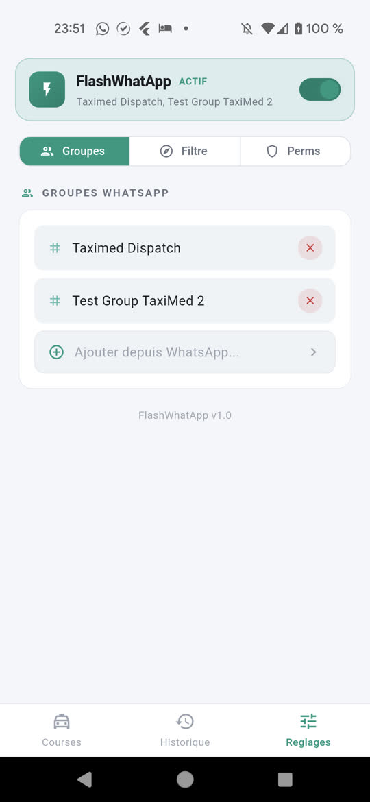 Réglages groupes